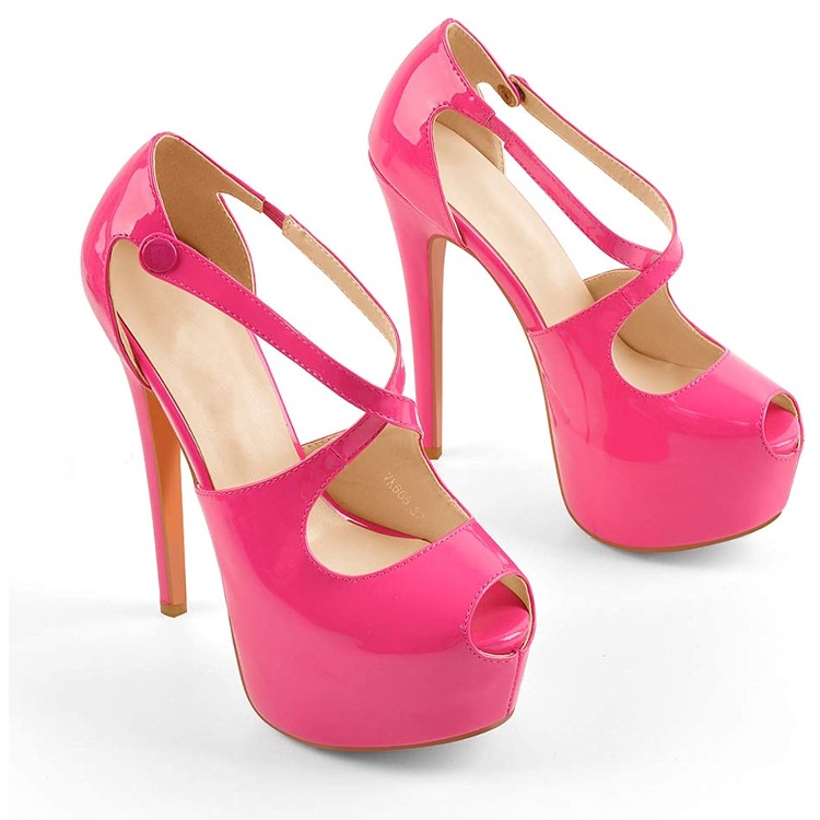 Highplatform Peep Toe Cross Ankle Strap Heels